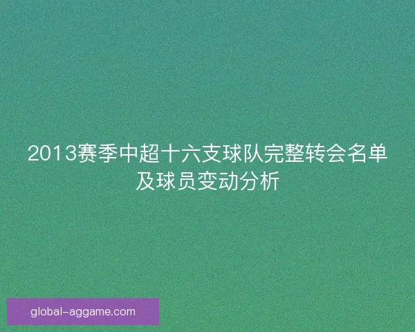 2013赛季中超十六支球队完整转会名单及球员变动分析