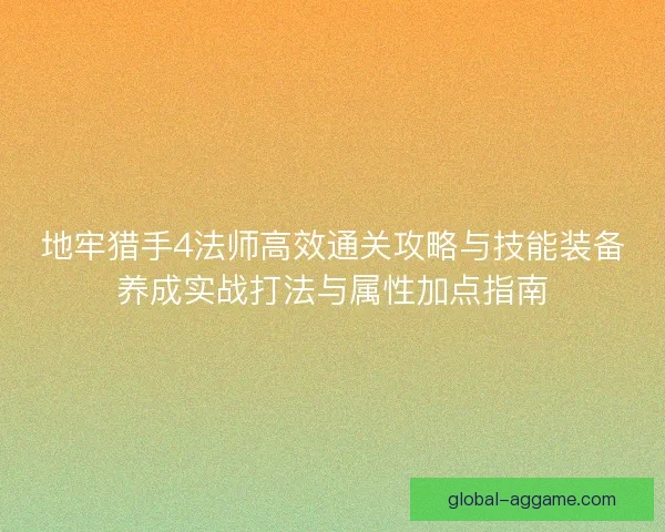 地牢猎手4法师高效通关攻略与技能装备养成实战打法与属性加点指南